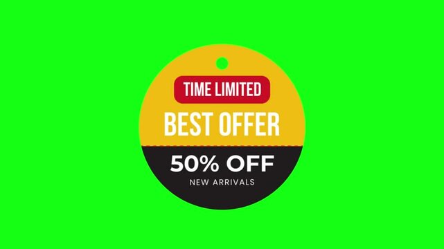 
Green Screen "50% Off Best Offer" Time Limited Sale Tag Animation