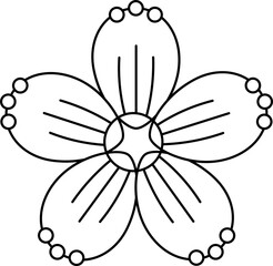 A black and white vector illustration of a flower with delicate petals, perfect for floral designs and nature-inspired art