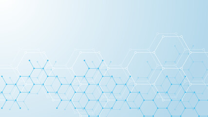 Modern health care abstract background with lines, dots and hexagons. Medical innovation banner template concept. illustration.