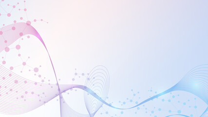 Structure molecule and communication. Dna, atom, neurons. Scientific concept for your design. Connected lines with dots. Medical, technology, chemistry, science background.  illustration