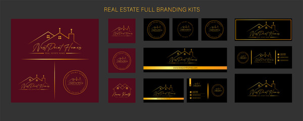 Real estate logo design with full branding business card, stumps, email signature, and social media kit
