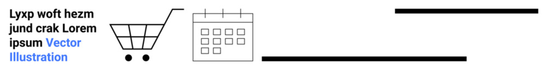 Shopping cart alongside calendar signifies planning purchases, scheduling events, and organization. Ideal for shopping, planning, scheduling, events, retail, time management simple landing page