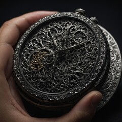 Matte and shimmer contrast of the compact captured up close.