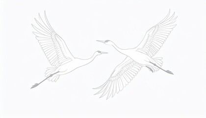 Flying Cranes Illustration