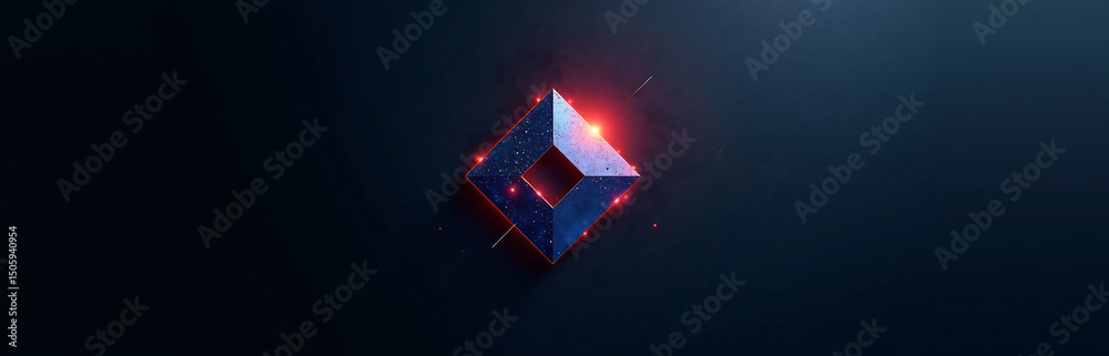 Poster abstract design featuring geometric shape black blue background metallic glow color gradient