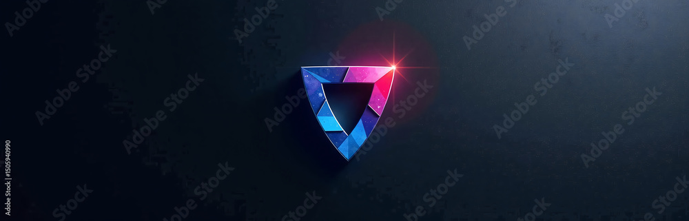 Poster abstract design featuring geometric shape black blue background metallic glow color gradient