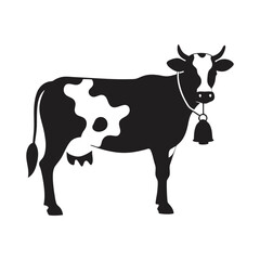 cow with big spots and a bell silhouette vector