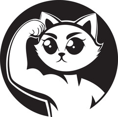 This adorable cat still means business—flexing in a charming style. Ideal for female-focused fitness brands, pet businesses, or empowering logo designs with a soft but strong touch.