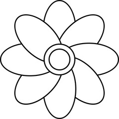 Isolated white background vector illustration of a flower and fan design with a propeller icon