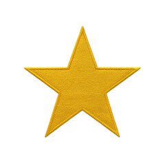 Obraz premium Golden star patch with textured surface, symbolizing achievement or excellence. star is five pointed and has fabric like appearance, often used in crafts or as emblem