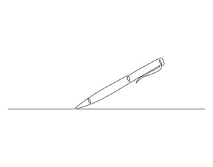 Pen continuous line. Continuous one line drawing Pen. Back to school concept. Single line drawing