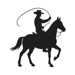 Naklejka premium cowboy silhouette rope lasso on horse vector