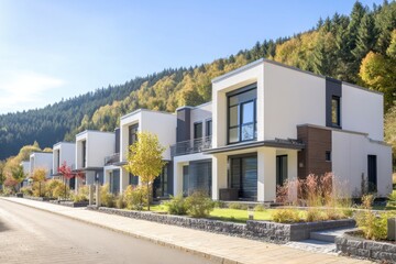Modern Row Homes Nestled at the Foot of a Forest
