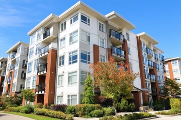 Exterior View of Residential Apartment Buildings on Sunny Day