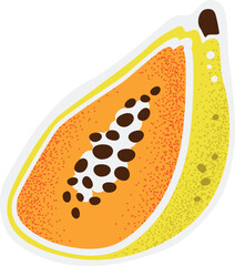 Papaya Fruit Hand-drawn Vector Illustration Isolated on Transparent Background