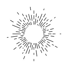 Obraz premium An icon with sun rays on a white background. A sunbeam with lines. Retro logo in the form of a circle with radial rays. The sun is shaped like a star. Vector Eps 10.