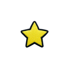 Obraz premium Bright yellow star patch with black border, perfect for adding cheerful touch to clothing or accessories. embroidered design stands out against any fabric, making it versatile embellishment