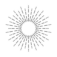 Obraz premium An icon with sun rays on a white background. A sunbeam with lines. Retro logo in the form of a circle with radial rays. The sun is shaped like a star. Vector illustration.