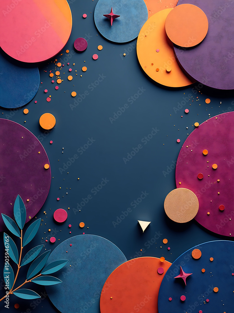 Poster background features mix geometric gradient textured elements shimmering metallic accents wide variet