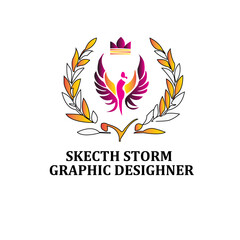 Feminine Phoenix Logo with Crown and Laurel – Elegant Vector