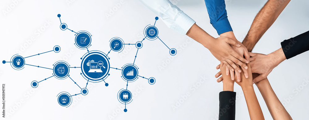 Aufkleber a captivating image showcasing hands coming together to symbolize collaboration and teamwork, enhanc