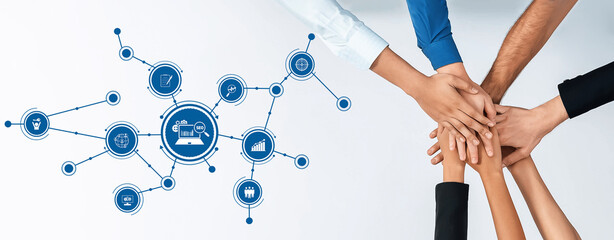 A captivating image showcasing hands coming together to symbolize collaboration and teamwork,...
