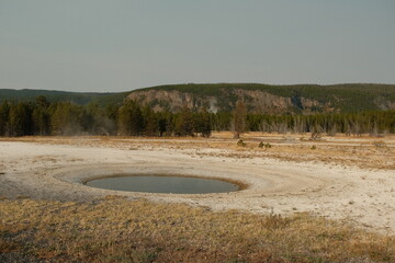 Beautiful still hot spring at Yellowstone National Park Wyoming