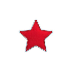 Fototapeta premium Vibrant red star patch with white border on transparency background, symbolizing boldness and creativity. Perfect for adding flair to clothing or accessories