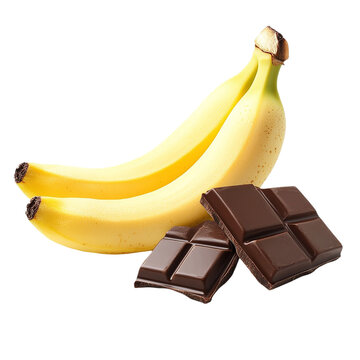 Bananas and Dark Chocolate A Study in Contrasting Textures and Flavors isolated on transparent background