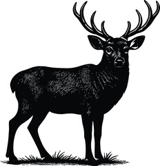 Deer vector black silhouette cricut design for T-Shirt