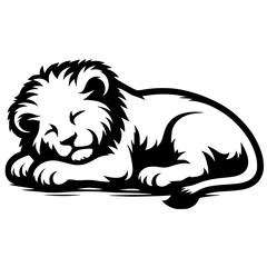 Silhouette of a sleeping lion cub