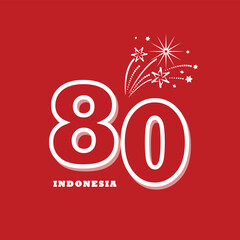Indonesia 80th Anniversary Celebration Logo, Stylized "80 Years Indonesia" National Event Graphic, independence day