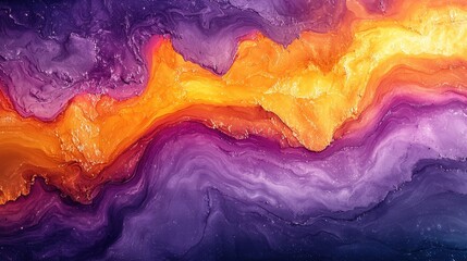 Vibrant Abstract Waves of Purple and Orange Fluid Art Background