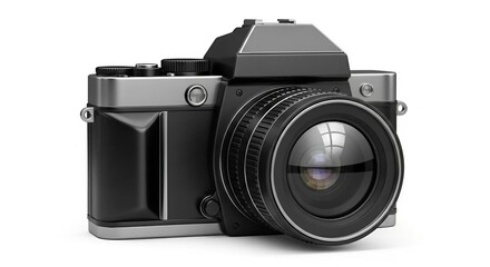 "Sleek Black Camera Icon in HD on White Background"