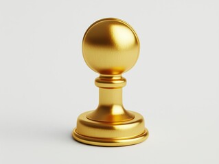 A shiny golden chess pawn stands on a plain light background, symbolizing strategy and potential.