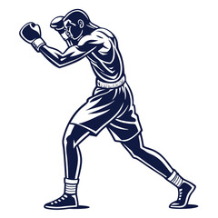 Naklejka premium Powerful Boxer Silhouette Boxing Illustration