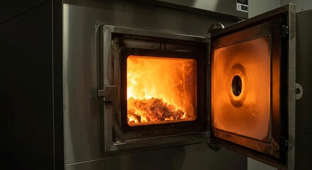 Afterlife Journey: Fiery Cremation Oven Symbolizing Eternal Soul