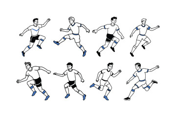 Dynamic Soccer Players in Action with Blue Accents