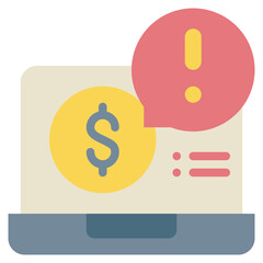 online transaction money alert warning flat style icon