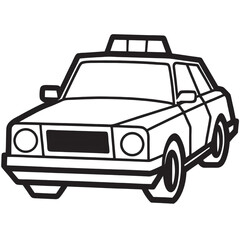 Obraz premium Classic Station Wagon Taxi Illustration Black and White Line Art