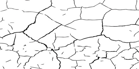 Generate a high-contrast black and white abstract texture that resembles cracked or fractured surfaces, similar to dry, parched earth or old paint chipping. Emphasize irregular lines and broken segmen