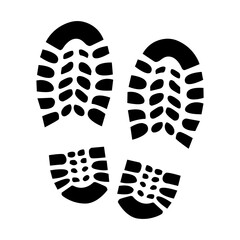 Shoe print. Trace left by the sole of a shoe on a surface. A symbol of a path, activity, and human presence.