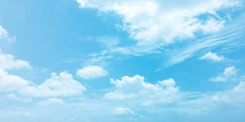 Obraz premium Sunny sky blue light watercolor background. Aquarelle painting brush effect card paper textured canvas cloudy smoke space for text, entertaining card, template. aquamarine color graphics illustration