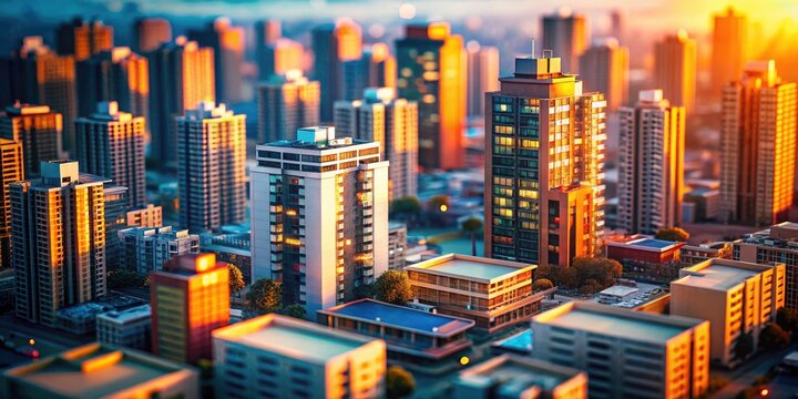 Tilt-Shift Greater Noida Skyline: High-Rise Buildings, NCR India, Miniature Cityscape Photography