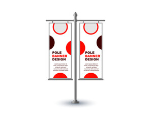 Pole Street Banner Template Design Orange Advertisement Promotion Announcement Modern Vector Illustration