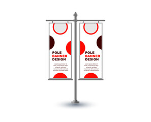 Pole Street Banner Template Design Orange Advertisement Promotion Announcement Modern Vector Illustration
