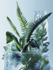 Pre-historical plants, arranged in a sculptural, surreal composition
