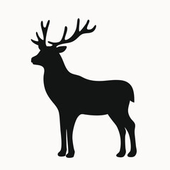Fototapeta premium Majestic Deer Silhouette Elegant Black and White Animal Illustration