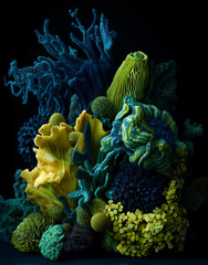 Pre-historical plants, arranged in a sculptural, surreal composition