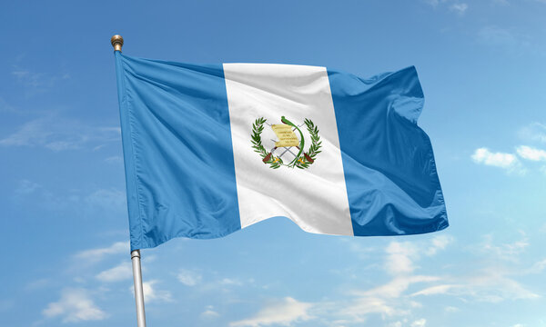 Guatemala national flag waving in wind